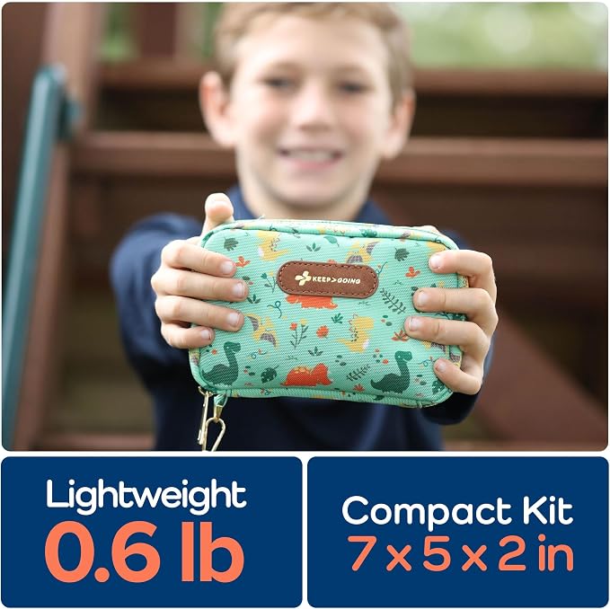 KeepGoing Travel First Aid Kit for Kids, 130 Pc. TSA-Approved Travel Size | Toddler First Aid Kit, Mini First Aid Kit for Car, Home, Purse, Diaper Bag & Backpack, Latex-Free Bandages