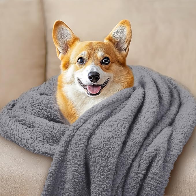 Luciphia 3 Pack Soft Sherpa Fleece Blankets for Dogs Cats Puppies,41"x31" | Fluffy Throw Blanket Washeble for Crate Bed Couch Indoor. Cozy Pet Blanket, Puppy Essentials Dog gift,Beige/Pink/Grey,Large