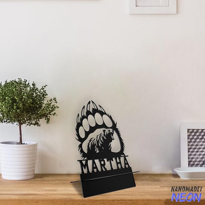 Personalized Bear Claw Phone Holder, Custom Name Metal Desk Stand, Wildlife Accessories Dock, Tablet, Smartphone Display Stands, Gifts For Friends, Animal Lovers, Teens, Christmas