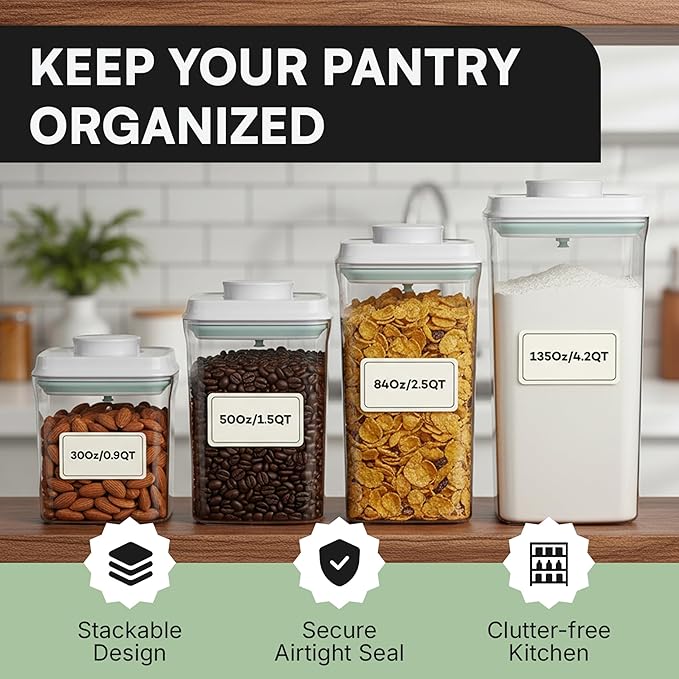 Bop Top Airtight Food Storage Containers | Pop-Top Lid | 6 Cups / 50 Oz | kitchen canister set, for flour, sugar, snacks, pasta, baking