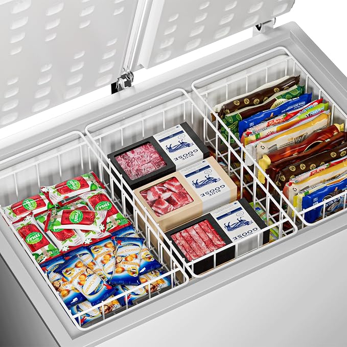 17.5 Inch Chest Freezer Organizer Storage Baskets Bins Metal Wire, Settle freezer chaos and reduce food waste effectively, Durable, Fully Use Space, Improve Air Circulate, 2 Pack