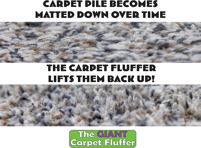 Giant Carpet Fluffer Large Carpet Rake for Reviving Matted Rugs & Pile Restoration, Removing Pet Hair, Fluffing Carpet Fibers