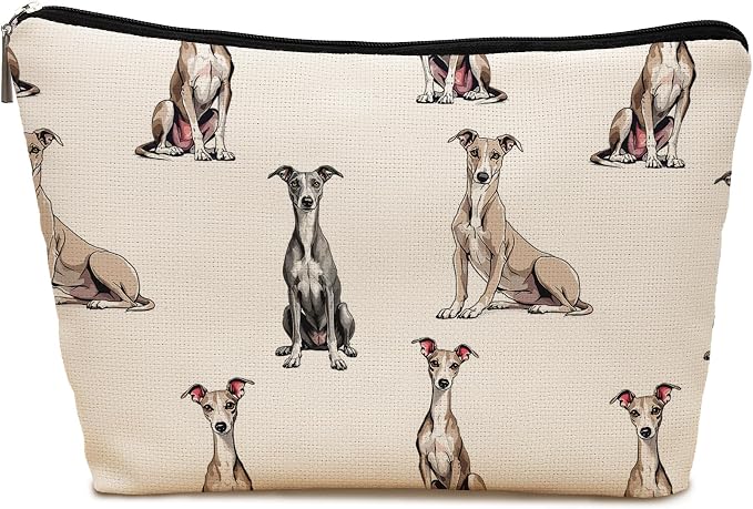 Greyhound Dog Makeup Bag, Greyhound Lovers Gifts Cosmetic Bag for Women, Dog Mom Lovers Owner Gifts for Women Christmas, Pet Lover Gift Zipper Travel Makeup Pouch for Purse