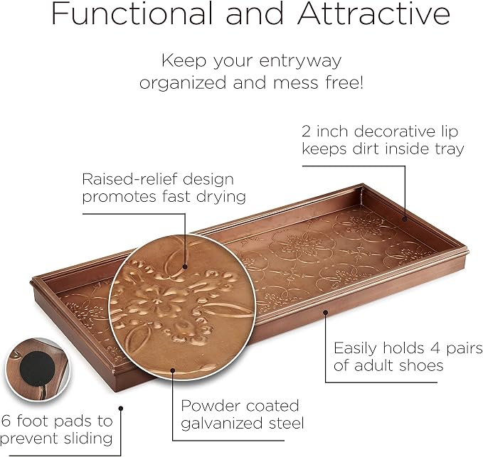 Good Directions 204VB Medallions Tray, Plants, Pet Bowls, and More Boots, Shoes, Storage, and More, Copper Large