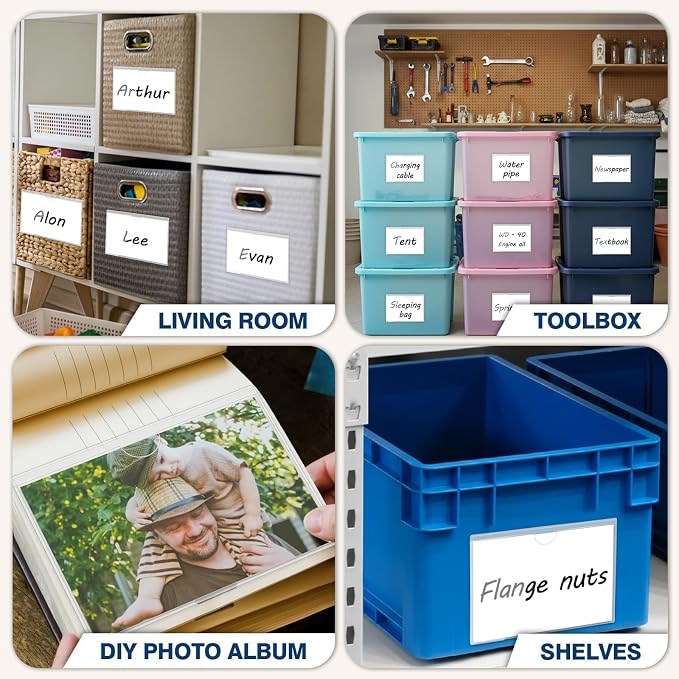 H4D 48 Pack labels for Storage Bins, 4" x 6" Plastic Clear Adhesive Pockets | Top-Open Index Card Holder, Waterproof & Removable Labels for Storage Bins, Totes, Containers, Shelves & Library Organization