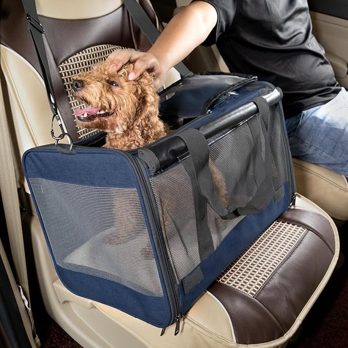 GAPZER Medium Cat Carrier Large Cat 15 lbs+ Soft Pet Car Cage Small Puppy | Privacy Protection Big Kitten Car Travel Cloth Carry Bag up to 20 lbs, Small Animal Portable Mesh Kennel Cage for Vet Visits