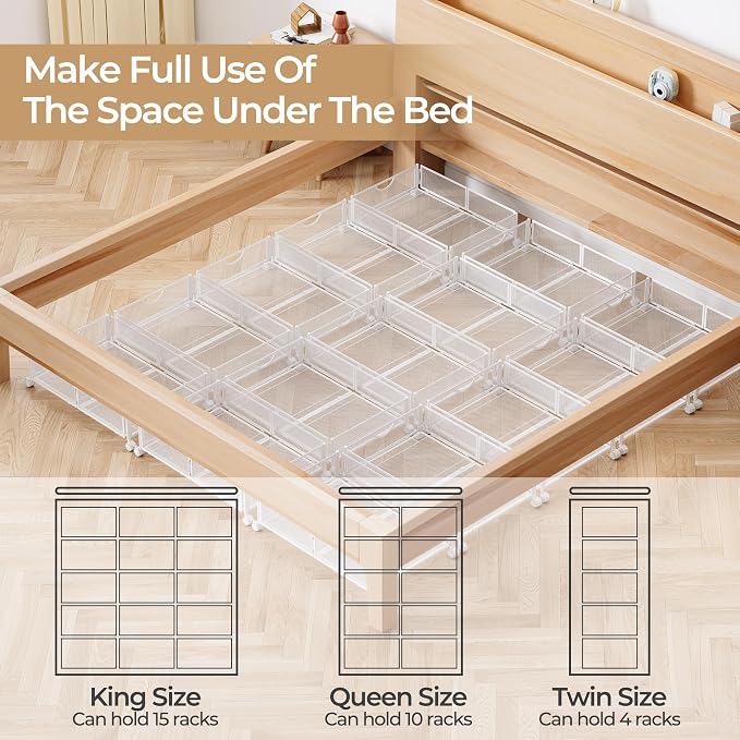 Yecaye Under Bed Storage with Wheels, 2 Pack Under Bed Shoe Storage, White | Sturdy All-Metal Frame, Foldable, 360° Rolling Wheels, Tool-free Assembly, Underbed Storage Drawers for Shoes, Toys, Clothes