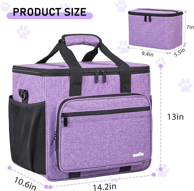 GMAK Pet Grooming Bag,Pet Hair Clipper Organizer Grooming Bag for Equipment | Dog Grooming Tote Bags Pets Tools Supplies Organizer for Dog Cat Equipment, Grooming Tools and Accessories, Purple