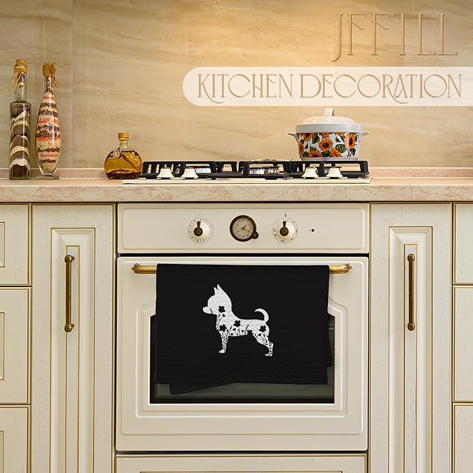 Chihuahua Gifts Kitchen Towels, Floral Chihuahuas Dog Dish Towels for Kitchen Drying, Chihuahua Mom Gifts Hand Towels for Bathroom, Dog Bathroom Kitchen Decor, 16x24 Inch
