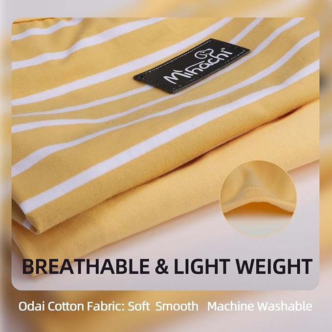 MIHACHI Dog Shirts Cotton Striped T-Shirt, Summer Pet Clothes for Small Dogs, 2-Pack Soft Puppy Apparel Cat Tee, Sleeveless Lightweight, Quick Dry, Breathable,Stretchy, Yellow M