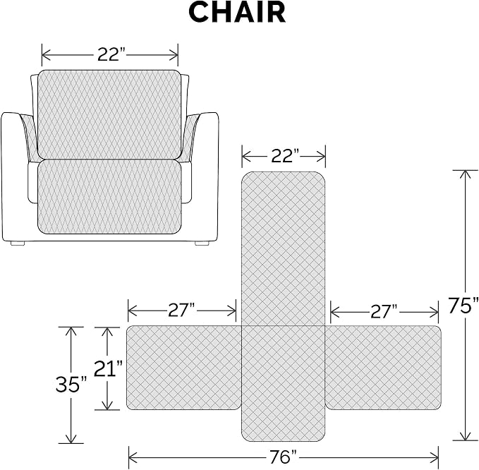 Furhaven Water-Resistant & Reversible Chair Cover Protector for Dogs, Cats, & Children - Two-Tone Pinsonic Quilted Living Room Furniture Cover - Gray/Mist, Chair