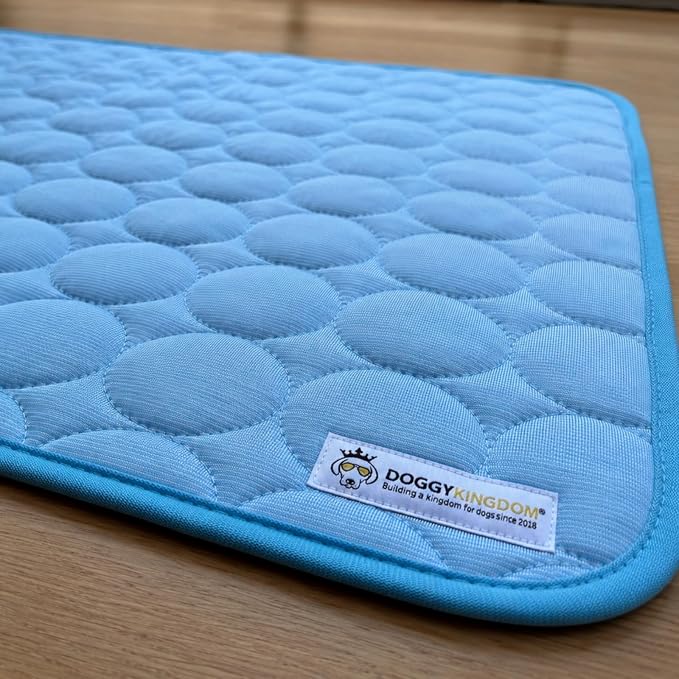 Doggykingdom Cooling Mat for Dogs – Ice Silk Self-Cooling Pet Pad for Dogs & Cats, Breathable Washable Cooling Pad for Crate, Kennel, Car & Floor, Summer Sleeping Mat, No Water Needed, Blue, X-Large