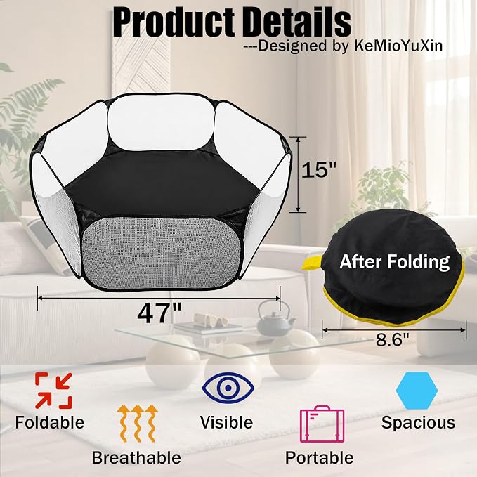 Cat Birthing Box - Whelping Box for Pregnant Cats & Dogs, Portable Foldable Whelping Pool for Pet with Storage Bag
