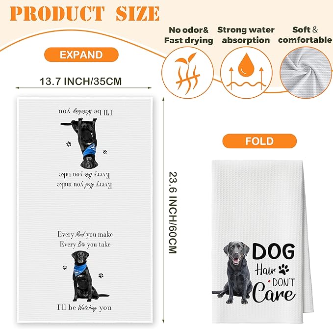 Kitchen Towels Set of 2, Every Meal You Make Dish Towel for Kitchen Bathroom, Labrador Retriever Decorative Hand Towels, Fast Drying Tea Towel, Housewarming Gifts for Dog Lovers Women -07