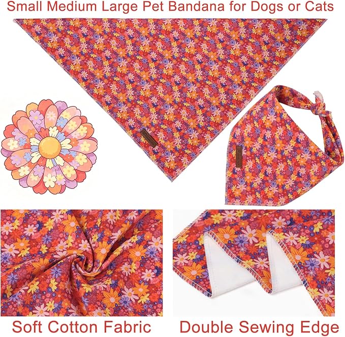 Fall Dog Collar-Fall Floral Dog Bandana- Cute Fall Leaves Dog Bandanas Adjustable Dogs Collar for Small Medium Large Dogs