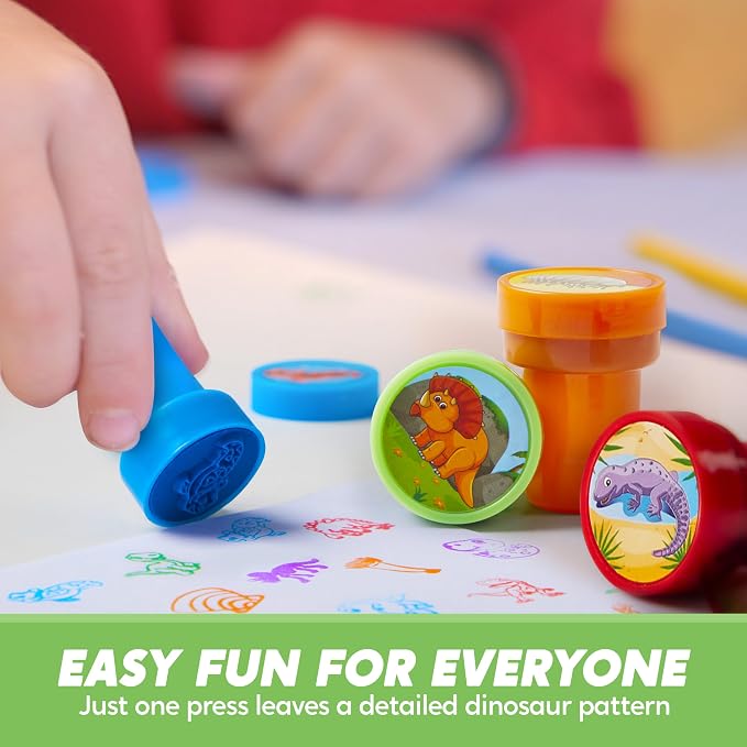 JOYIN 50PCS Dinosaur Stamps for Kids, 50 Different Designs, Fossils, Sea Dinosaurs, Stamps for Dinosaur Party Favor Bags, Classroom Prizes Stuffers, Treasure Box Toys, Birthday Gift