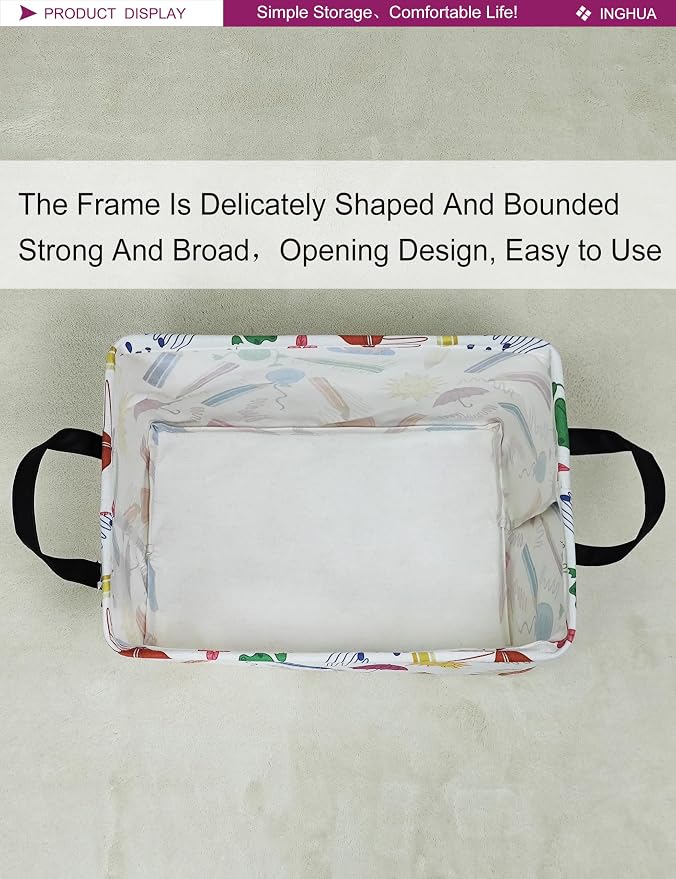 Rectangular Colored Pencil Storage Basket | Gifts Bag for Toys,Books,Clothes,Gifts,Pets-Perfect for Home,Office,Nursery,Dorm,Shelf