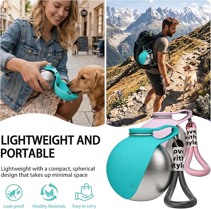 Portable Pet Water Bottle & Collapsible Dog Bowls, Spill Proof Water Dispenser, Cat Food Container & Dog Treat Holder, Small Size Pet Supplies Travel Accessories for Puppy Walking & Gifts