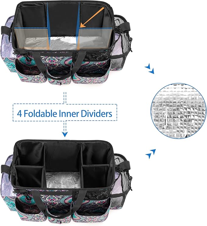 LoDrid Wearable Cleaning Caddy Bag with 4 Foldable Dividers, Totem | Cleaning Supply Organizer with Shoulder Strap and Side Handles for Cleaners & Housekeepers