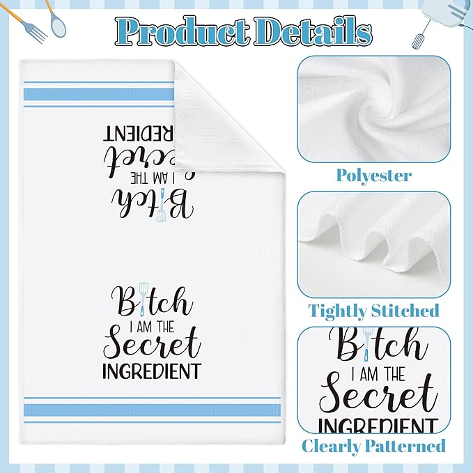 GROBRO7 Funny Sayings Hand Towel - 6Pcs No Bitchin in My Kitchen Fun Kitchen Decorative Soft Polyester Dish Towels for Bar Dining Room Restaurant Decor, Housewarming Gift for Hostess Home Friends