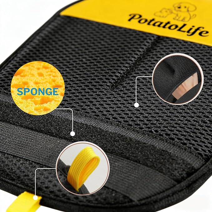 PotatoLife Pet Hair Removal Glove Upgraded Reusable Electrostatic Washable Fur Remover for Dogs Cats, Grooming Mitt for Couch, Sofa, Furniture, Carpet, Clothing and Car Seat, 2-Pack Small