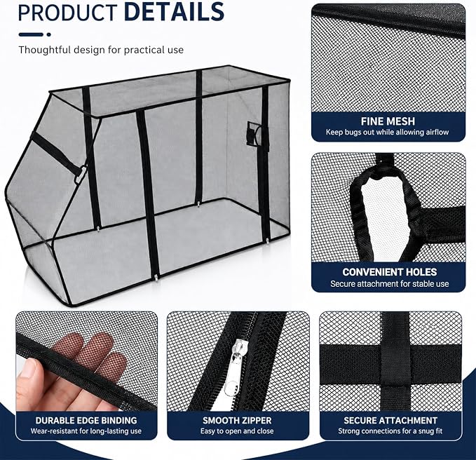 Wagon Mosquito Net Cover for Folding Wagon, 35" L x 20" W Fine Mesh Bug Screen with Zipper, Outdoor Camping Cart Cover for Garden, Picnic and Beach