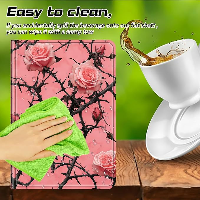 Universal Case for T-Mobile Revvl Tab 2 10.1" Model:9185W 2025/Revvl Tab 5G 10.36" 2023, 360 Degree Rotating Kickstand Protective Stand Leather Shell Cover for 9"-10.5", Pink Flower Tree