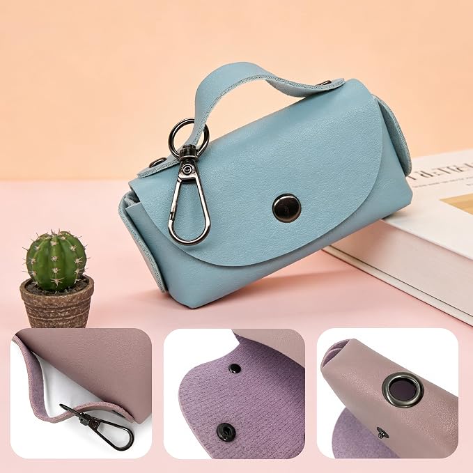 Pet Poop Bag Dispenser with Clip, Portable Waste Bag Holder, 5 Colors Available, 3.9 x 2.4 x 1.2 inches (Gray)