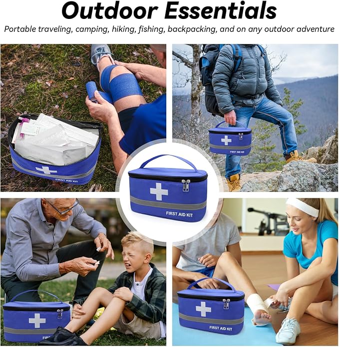 Faylapa Empty First Aid Bag, 10.2x5.5x5.5 inches Portable Outdoor First Aid Medical Storage Bag, Multi-Function Emergency Medicine Storage Organizer for Home Outdoor Travel Car Camping Hiking