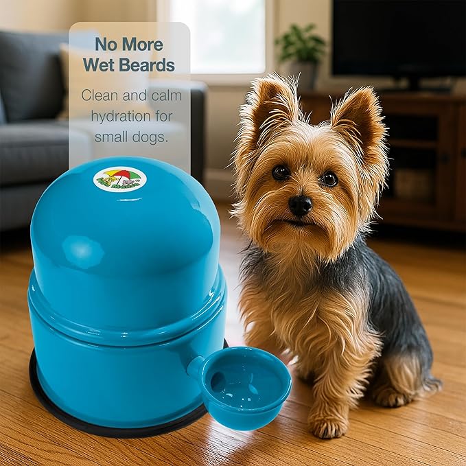 Pet Water Dispenser for Dogs and Cats, 47.3 oz – Gravity-Fed Aluminum Water Bowl, Prevents Wet Fur, Provides Continuous Fresh Water, Electrostatic Coated Finish, Vida Mansa (Light Blue)