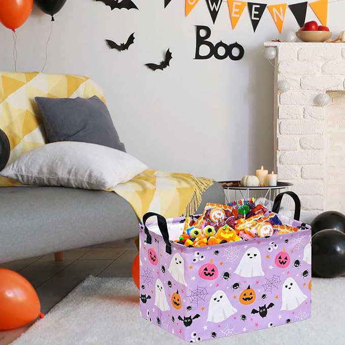 Halloween Storage Basket Home Shelf Basket Rectangle Organizer Box Clothes Laundry Hamper Nursery Bin Gift Laundry Basket with Handles