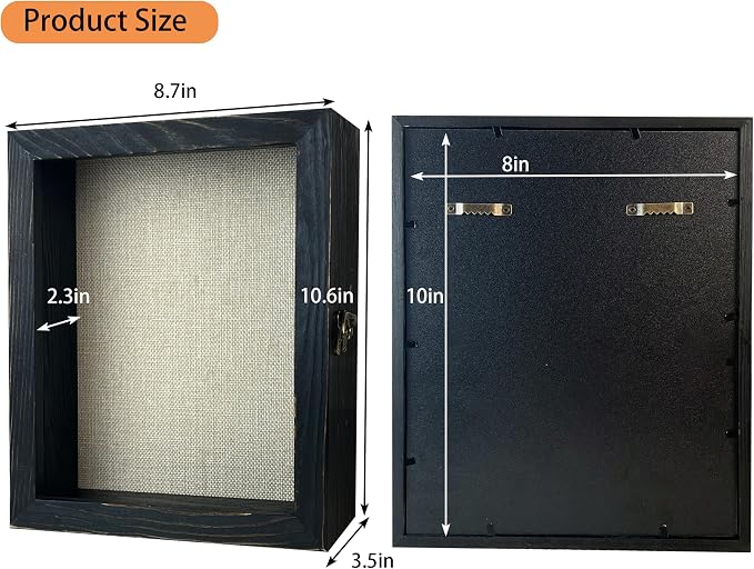 Solid Wood 8x10 Pet Memorial Shadow Box Black Urn Ashes Display Case with Paw Print Kit Dog Memorial Keepsake Gift for Loss of Pet