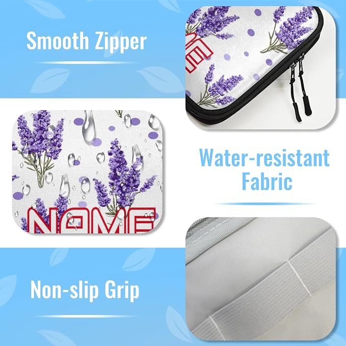Custom Electronics Organizer Purple Polka Dots Lavender Travel Cable Pouch Large Tech Accessories Case Waterproof Cord Storage Bag for Power Bank Charger Phone Earphone