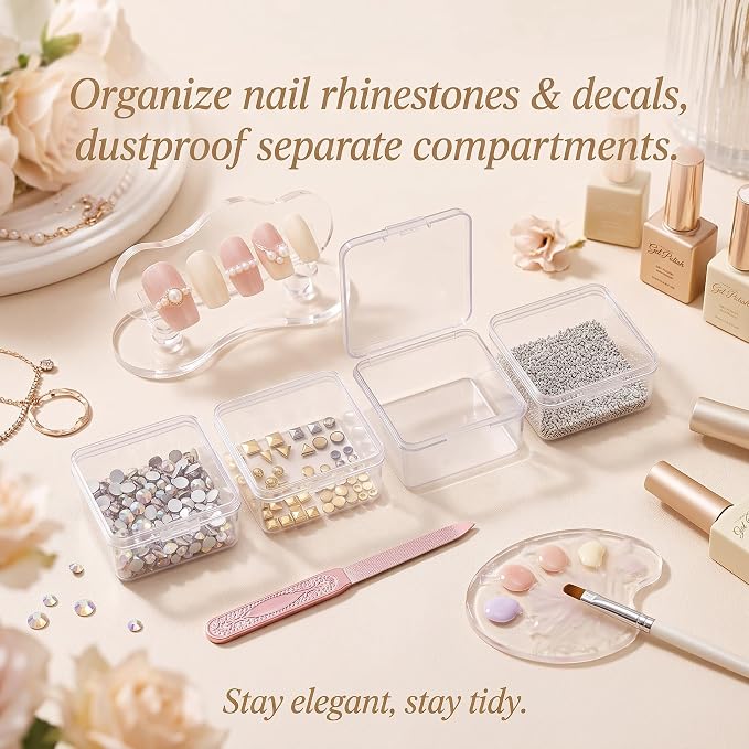 SATINIOR 24 Packs Small Clear Plastic Beads Storage Containers Box with Hinged Lid for Storage of Small Items, Crafts, Jewelry, Hardware (2.5 x 2.5 x 1.6 in)