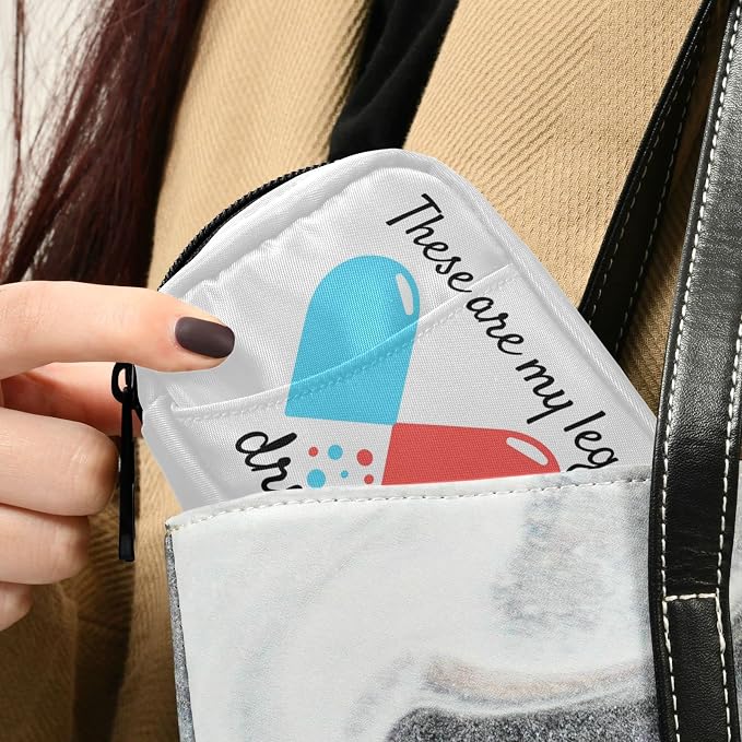 Naanle Blue and Red Pill Box 7 Day Case Bag Travel Organizer with Zipper Portable Weekly Compact Size for Vitamin Supplement Holder A Cartoon White 4.6 x 3.14 x 1.88 Inch