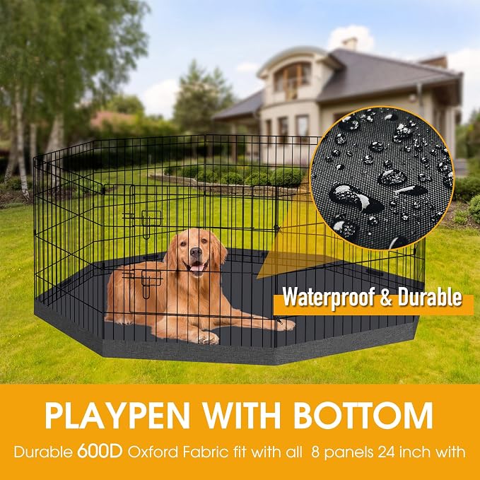 Peekaboo Dog Playpen Bottom Pad 24 Inch, Waterproof Floor Protector | Waterproof 24 Inch Dog Playpen Bottom Pad, 600D Oxford Floor Protector