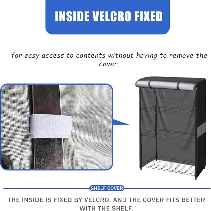 Wire Shelf Cover Waterproof Dustproof Storage Rack Cover with Zipper | door protects garage storage racks from dust, moisture and dirt for cleaner organization