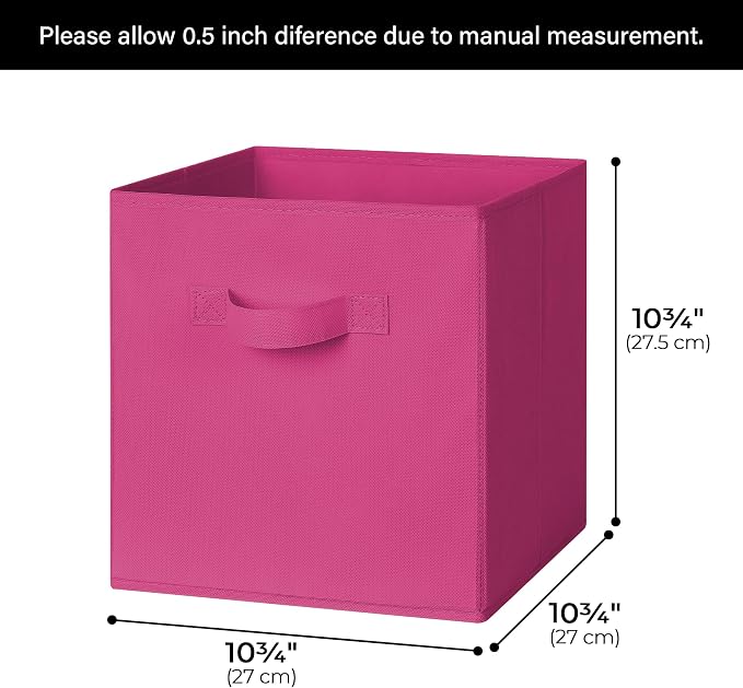 GRANNY SAYS 11x11 Cube Storage Bins, Cube Organizers, Pink Gradient, 6-Pack | Collapsible Storage Boxes with Thickened Base Plate, Sturdy Handles, Decorative Baskets for Shelves, Closet
