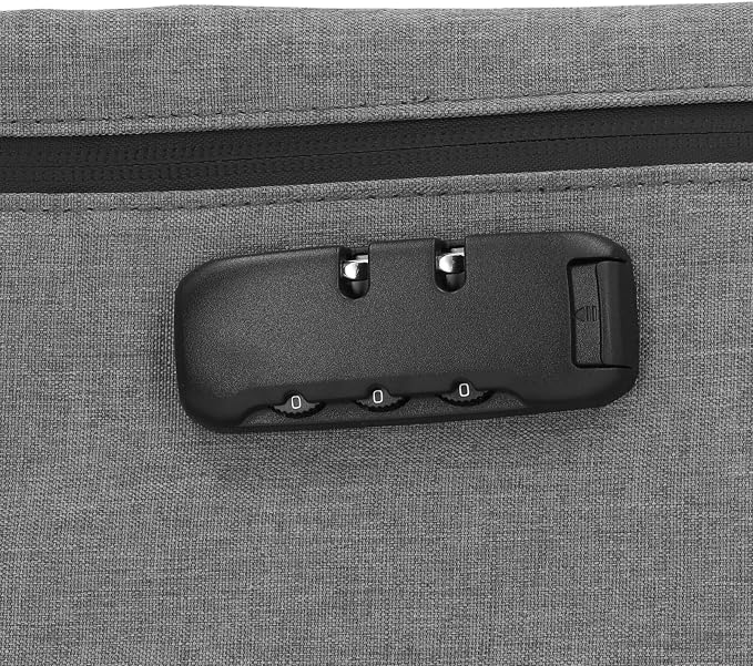 Smell Proof Bag, Odor Stash Container with Combination Lock and Activated Carbon Lining, for Travel Storage and Accessories Protection (Grey)