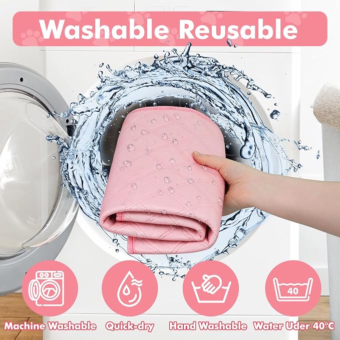 Persure Dog Cat Pet Playpen Puppy Crate Cage for Indoor Outdoor Travel | Nursing Rest Zone Recovering Pet Quarantine Room Portable Pop Up Easy to Set up lightweight Carrying Bag(Pink with Pad,Small)