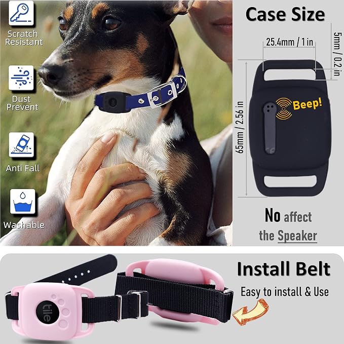 Silicone Case for life360 Tile Mate Tracker for Dog Collar (Black,2packs) | slim lightweight Cover Accessories for tag Anti-Scratch,Sturdy Secure Holder Protect tilemate Finder for pet,cat belt,bag