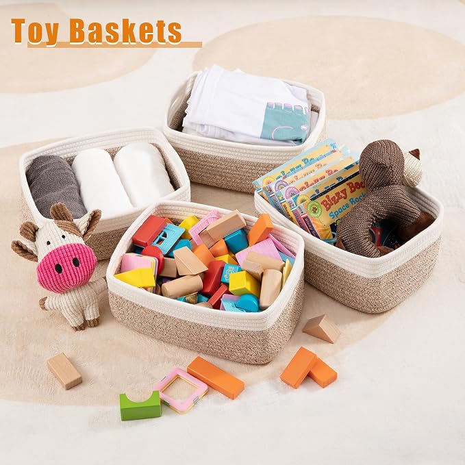 OIAHOMY 4 PACK 12L Storage Baskets for Organizing Storage Bins Brown | Small Bins for Shelves Small Storage Basket Shelf Baskets Organizer Baskets for Gifts Empty Cute Decorative Storage Bins