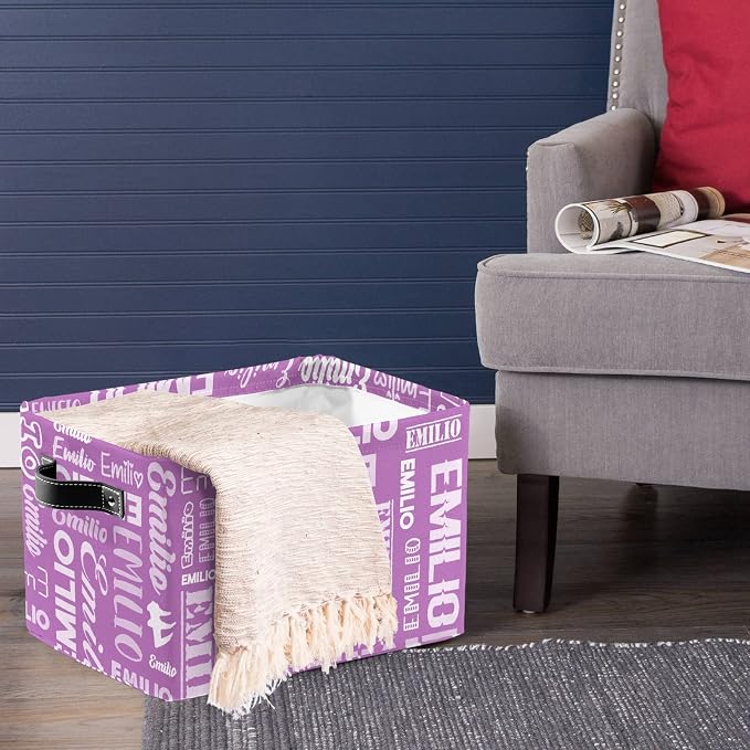 Personalized Toy Box Storage Bins for Boys Girls with Name, Kids Custom Storage Basket Cubes Organizer with Handles, Shelf Closet Storage Baskets Bin Customized Gift, 1 Pack