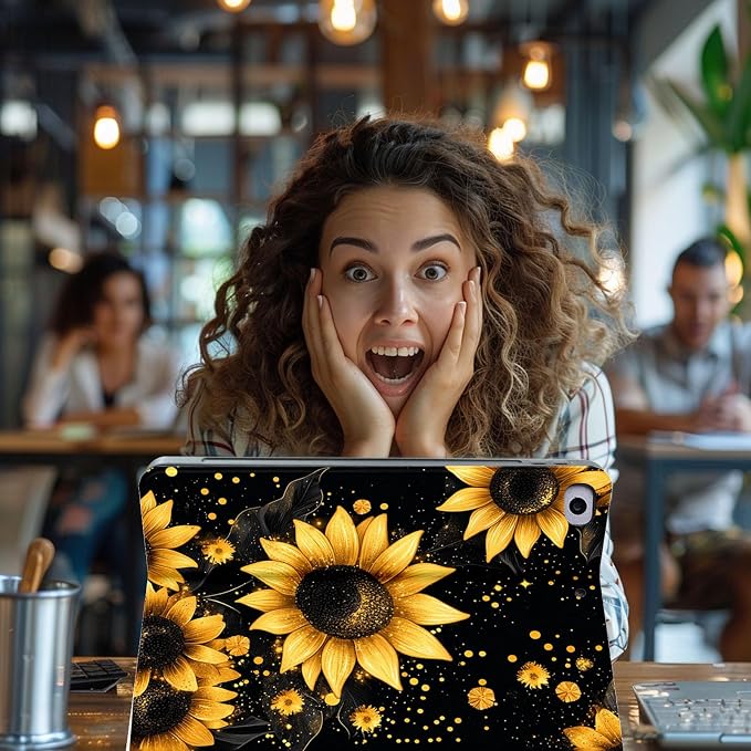 for Microsoft Surface Pro 11/10/9-13" 2024/2022 Tablet Case,Auto Wake/Sleep,Adjustable Stand Protective Cover - Sunflower