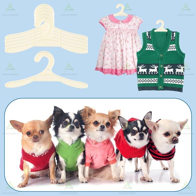 Pack of 40 Pet Apparel Hangers Plastic Cat Dog Clothes Hangers | Space-Saving Coat Hanger, for Pets Organizing Clothing