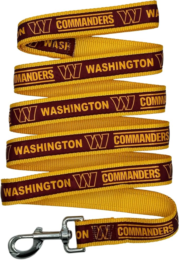 NFL PET Washington Commanders Dog Leash, Large Football Team Leash for Dogs & Cats - Shiny & Colorful, Licensed by The NFL