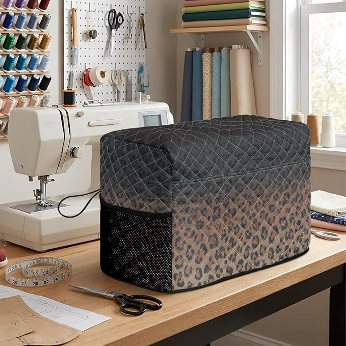 Sewing Machine Cover Polyester Febric Gradient Leopard Spot Print | Dust Pet Hair Protection,Quilting Design,Fits Standard Singer,Brother Janome Machines,Protecting Decorating Your Sewing Space