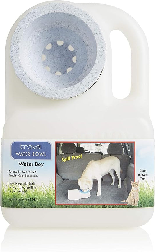 Lixit® Water Boy Portable Travel Dog Bowl - 3 Quart Spill Free Self Filling Pet Water Bowl - Made in USA (White, 1 Pack)
