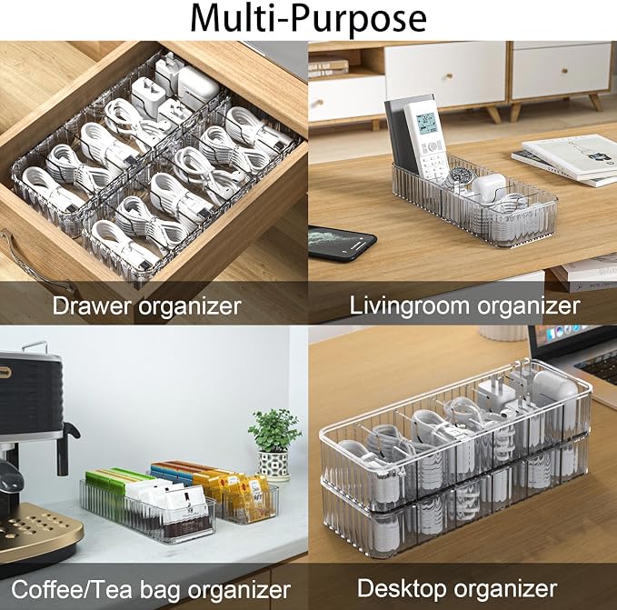 Cable Storage Boxes Organizers 2 Pack,Cord Charger Case with 20pcs Ties | Cable Storage Organizer,Cable Organizers Box,Cable Storage Box, Cord Organizers Box,Cord Charger Case Organizer,Stackable