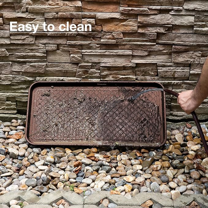All Weather Boot Tray Extra Large 40"x20" - Brown Plastic Shoe Mat | Multi-purpose mudroom entryway tray with 1.25" raised edges - fits shoes, pet bowls & plants - 100% recycled polypropylene